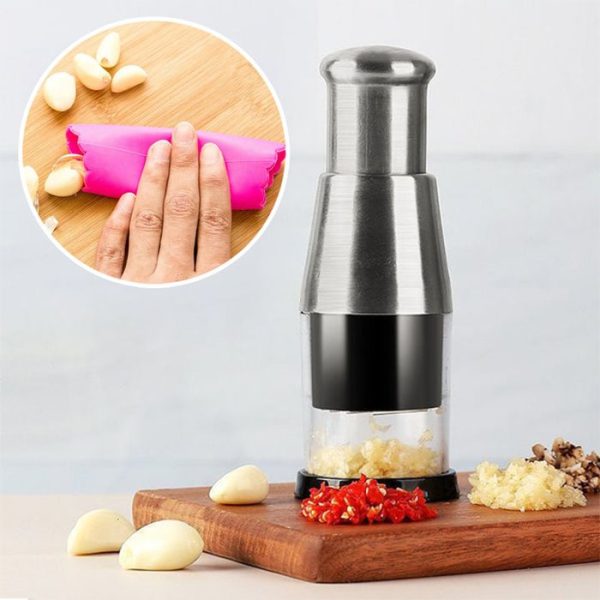 ???SUMMER Hot Sale 48% OFF-Pressed Garlic Chopper(?Order now and get a free roll garlic peel?） Cheap