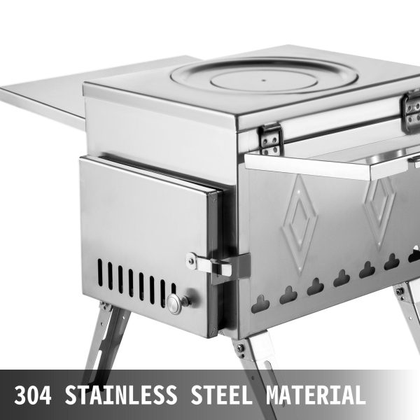 Vevor Tent Wood Stove 17.5  x 14.7  x 10.6  Stainless Steel Portable with Folding Pipe New Supply - Image 2